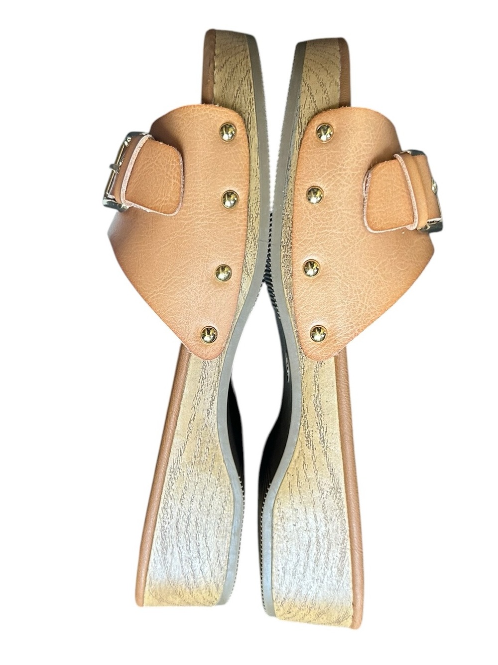 Universal Thread Women’s Tan Leather Slide Sandals with Buckle - Picture 4 of 7